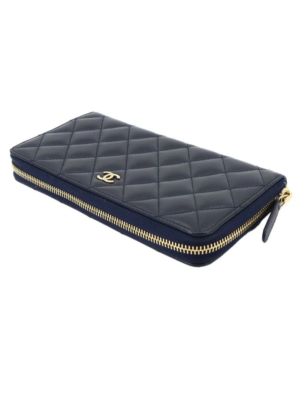 Chanel Quilted Classic Long Zip Wallet Zip Around Lambskin